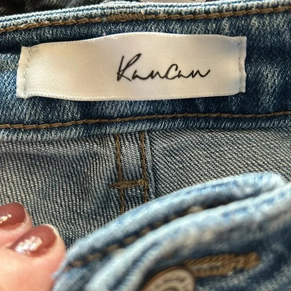 KanCan | Distressed Skinny Jeans with Cheetah peeking through | womens size 3/25 - Picture 5 of 6